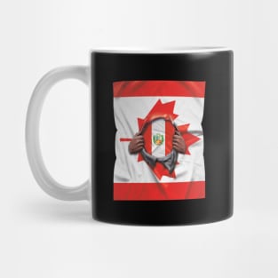 Peru Flag Canadian Flag Ripped - Gift for Peruvian From Peru Mug
